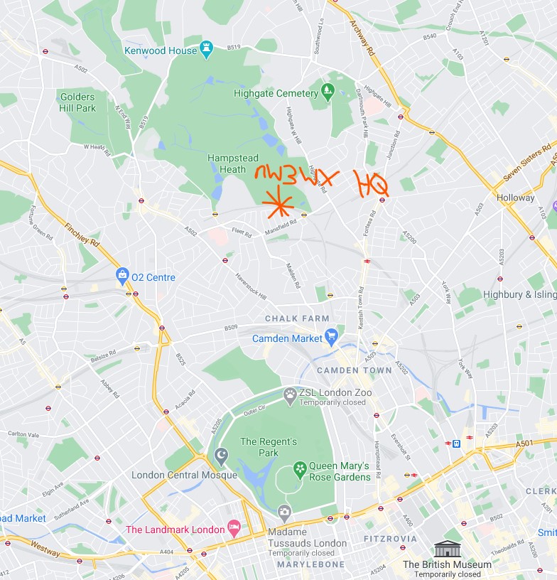 Map of nw3 hq within London
